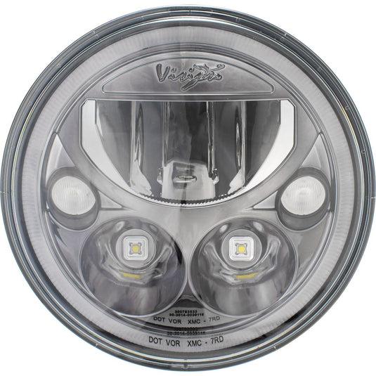 7" XMC Motorcycle LED Headlight Black Chrome | White Halo