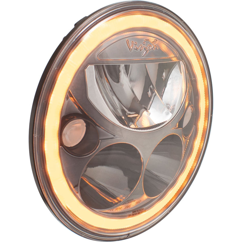 Load image into Gallery viewer, 7" XMC Motorcycle LED Headlight Black Chrome | Amber Halo

