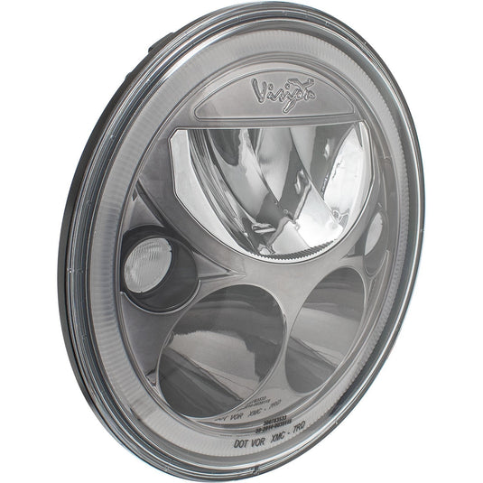 7" XMC Motorcycle LED Headlight Black Chrome | Amber Halo