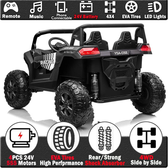 24V 4WD XXL Ride-On UTV Car for Big Kids with 2-Seater Capacity