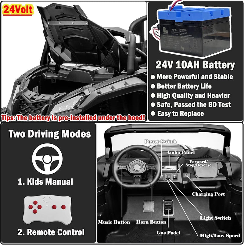 Load image into Gallery viewer, 24V 4WD XXL Ride-On UTV Car for Big Kids with 2-Seater Capacity
