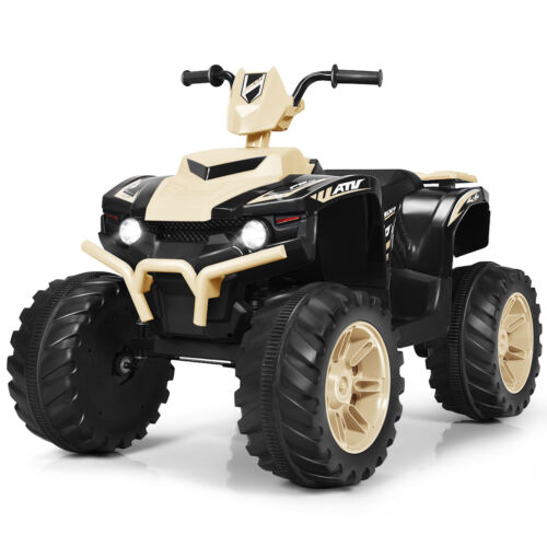 Yellow 12V Kids ATV Quad Ride On Car with LED Light and Music Toy