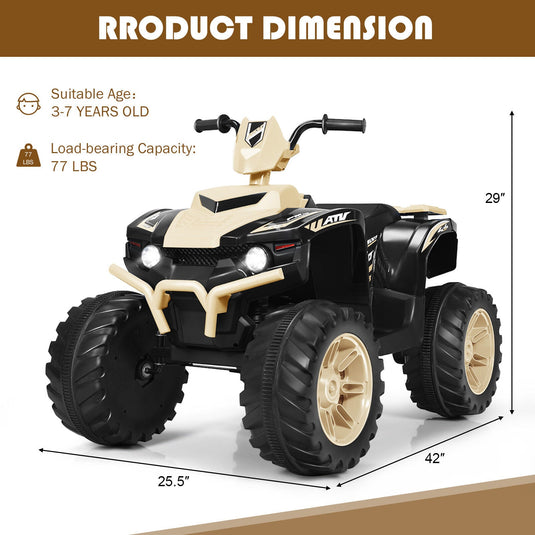 Yellow 12V Kids ATV Quad Ride On Car with LED Light and Music Toy