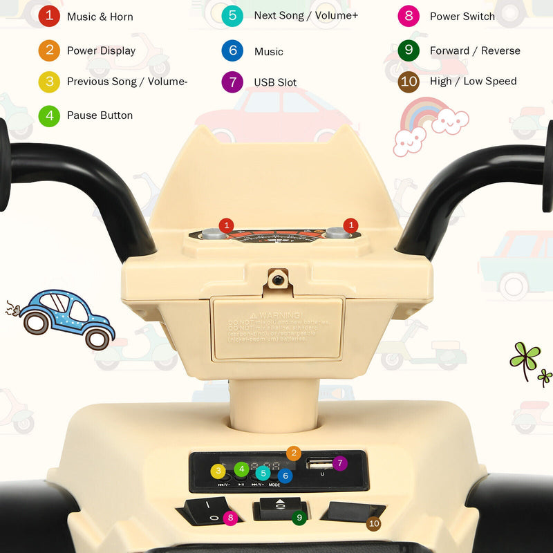 Load image into Gallery viewer, Yellow 12V Kids ATV Quad Ride On Car with LED Light and Music Toy
