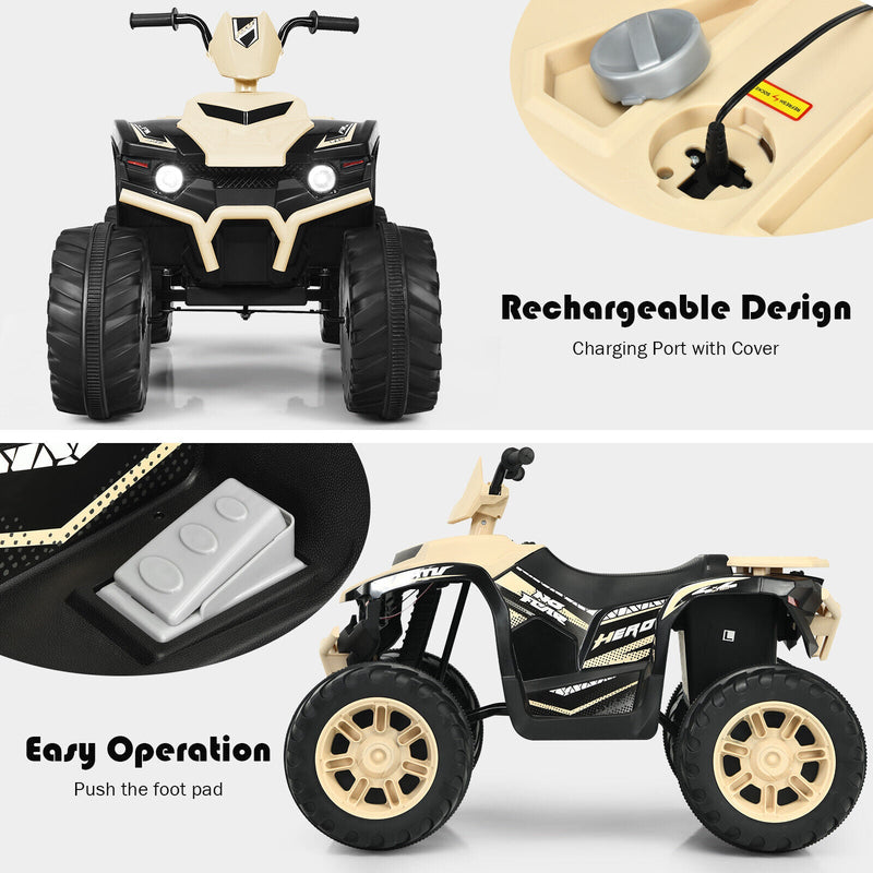 Load image into Gallery viewer, Yellow 12V Kids ATV Quad Ride On Car with LED Light and Music Toy
