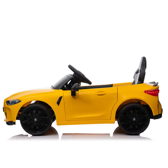 12V Yellow Kids Ride-On Toy Car with 2.4G Parent Remote Control and Three-Speed Settings