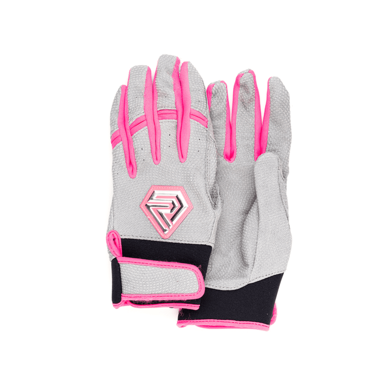 Load image into Gallery viewer, Youth Fastpitch Batting Gloves - Grey and Hot Pink
