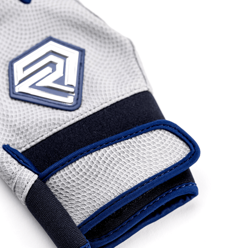 Load image into Gallery viewer, Youth Fastpitch Batting Gloves - Grey and Navy Blue

