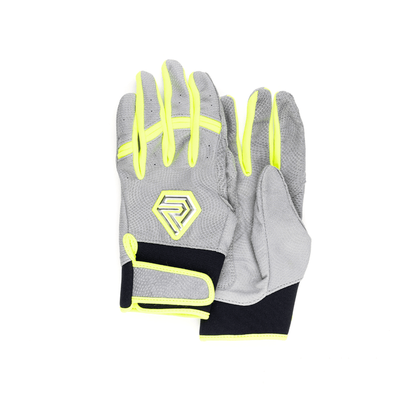 Load image into Gallery viewer, Youth Fastpitch Batting Gloves - Grey and Neon Green
