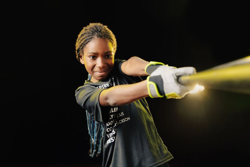 Load image into Gallery viewer, Youth Fastpitch Batting Gloves - Grey and Neon Green
