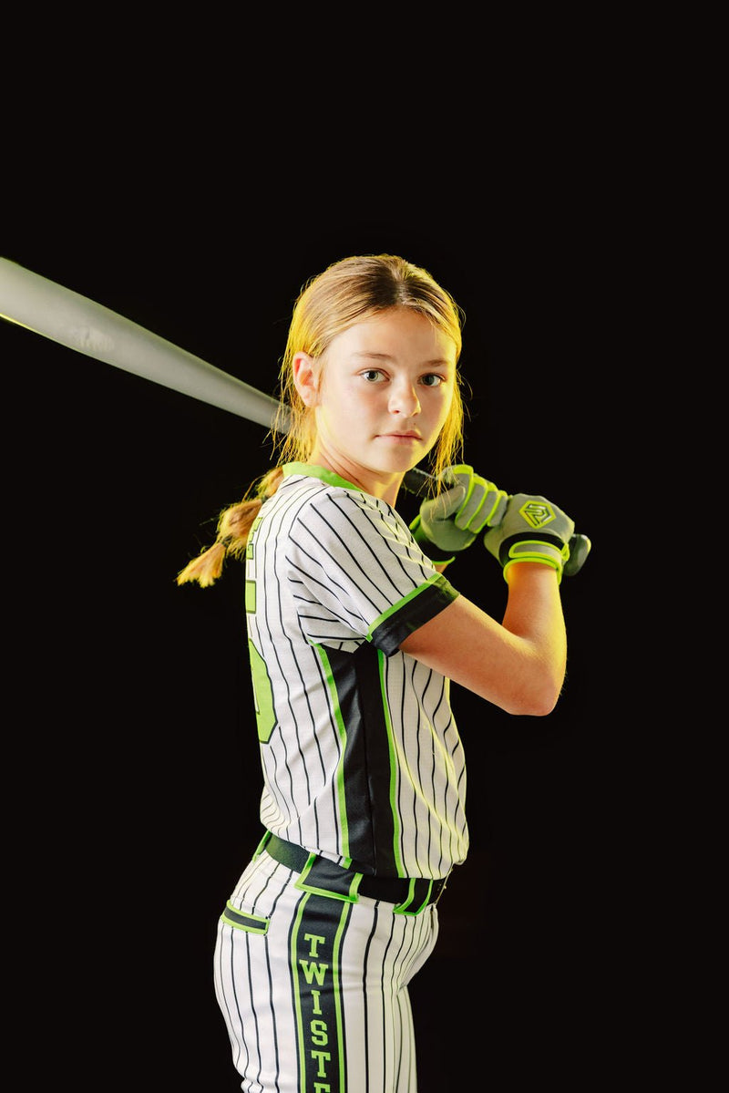 Load image into Gallery viewer, Youth Fastpitch Batting Gloves - Grey and Neon Green
