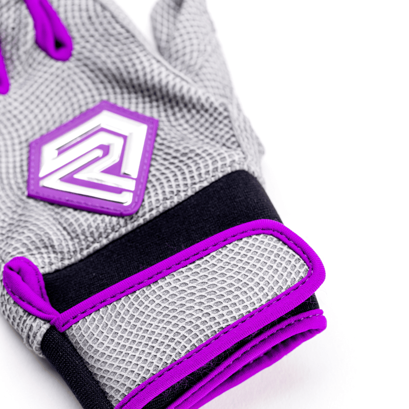 Load image into Gallery viewer, Youth Fastpitch Batting Gloves - Grey and Purple
