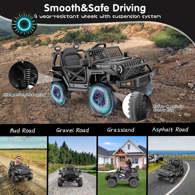 Load image into Gallery viewer, 12V Electric Ride-On Jeep Truck with Power Wheels for Toddlers Ages 1-3
