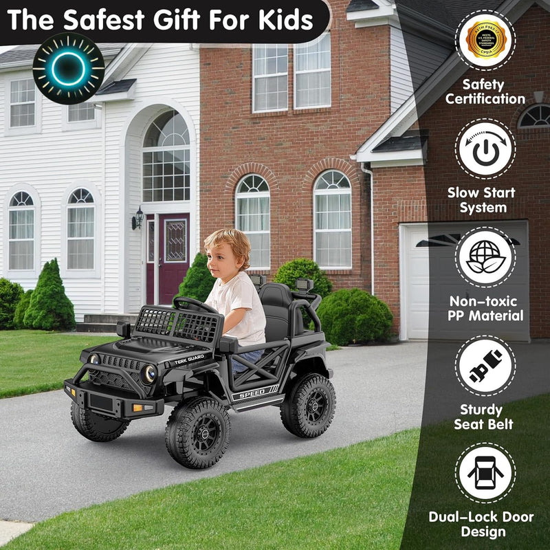 Load image into Gallery viewer, 12V Electric Ride-On Jeep Truck with Power Wheels for Toddlers Ages 1-3

