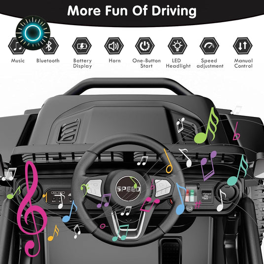 12V Electric Ride-On Jeep Truck with Power Wheels for Toddlers Ages 1-3