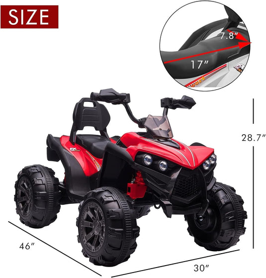 12V Electric Kids Ride-On Off-Road ATV Quad Bike with 2 Speeds - Red