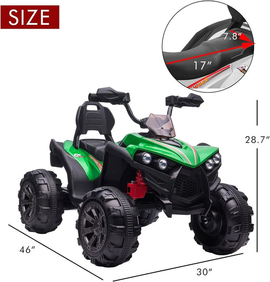 12V Electric Kids Ride-On Off-Road ATV Quad Car with 2 Speeds Green