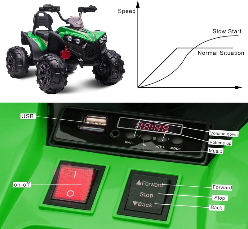 Load image into Gallery viewer, 12V Electric Kids Ride-On Off-Road ATV Quad Car with 2 Speeds Green
