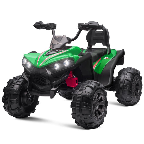 12V Kids Electric Ride-On Off-Road ATV Quad Car Toy with 2 Speeds and LED Lights Green