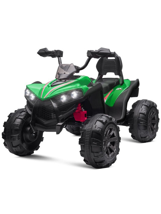 12V Kids Electric Ride-On Off-Road ATV Quad Car Toy with 2 Speeds and LED Lights Green