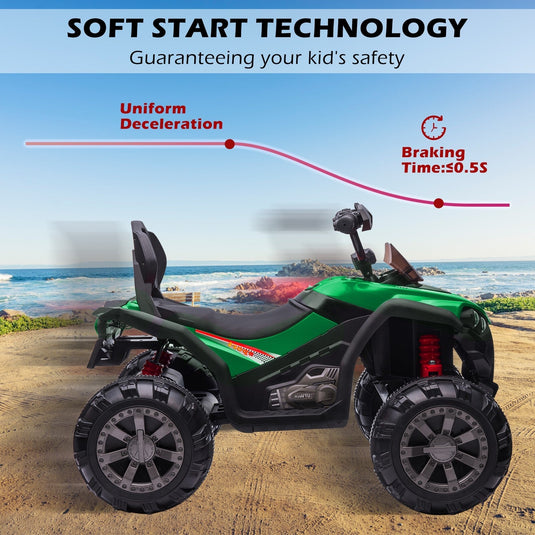 12V Kids Electric Ride-On Off-Road ATV Quad Car Toy with 2 Speeds and LED Lights Green