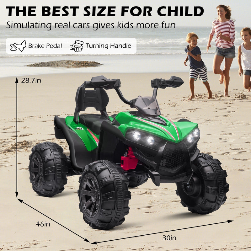Load image into Gallery viewer, 12V Kids Electric Ride-On Off-Road ATV Quad Car Toy with 2 Speeds and LED Lights Green
