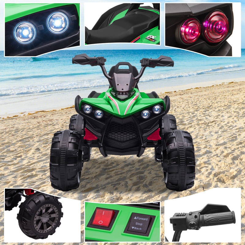 Load image into Gallery viewer, 12V Kids Electric Ride-On Off-Road ATV Quad Car Toy with 2 Speeds and LED Lights Green
