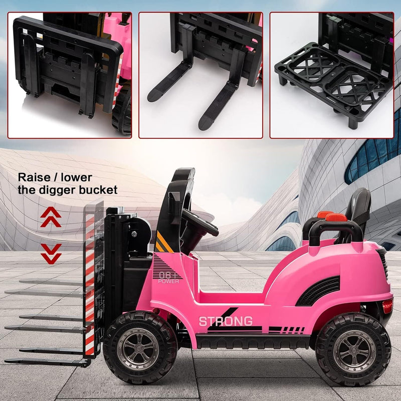 Load image into Gallery viewer, 12V Kids Ride-On Forklift Toy Car with Horn for Pretend Construction Play
