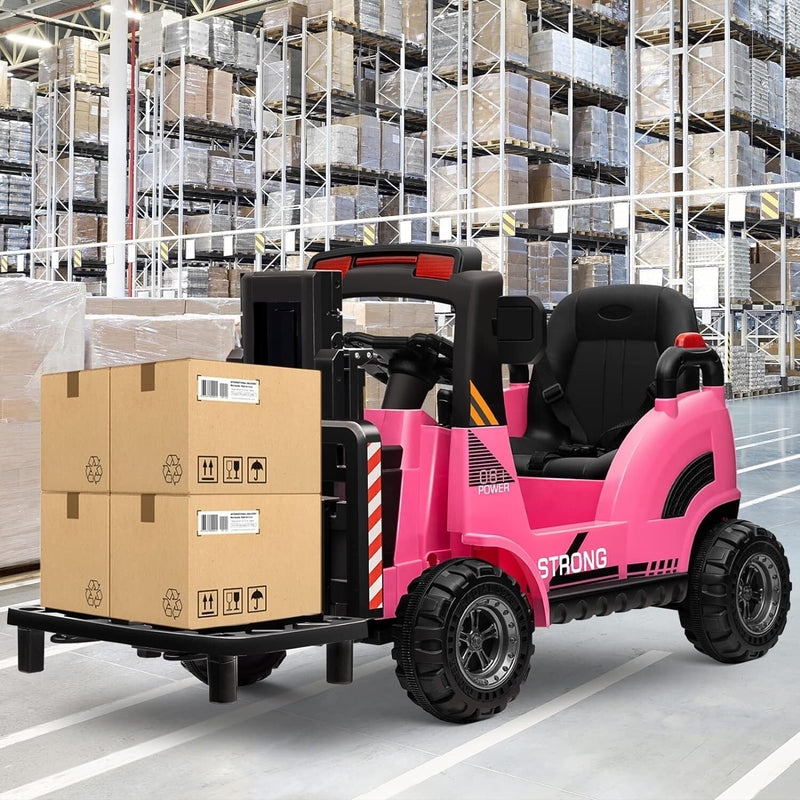 Load image into Gallery viewer, 12V Kids Ride-On Forklift Toy Car with Horn for Pretend Construction Play
