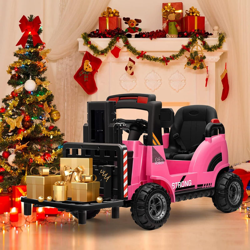 Load image into Gallery viewer, 12V Kids Ride-On Forklift Toy Car with Horn for Pretend Construction Play
