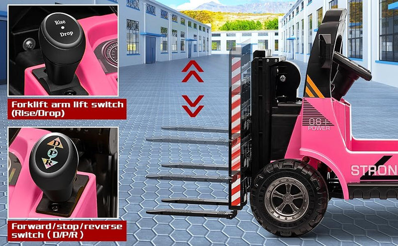 Load image into Gallery viewer, 12V Kids Ride-On Forklift Toy Car with Horn for Pretend Construction Play
