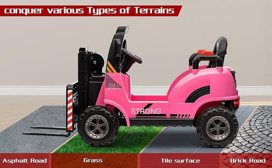 12V Kids Ride-On Forklift Toy Car with Horn for Pretend Construction Play