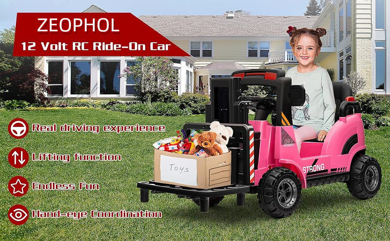 Load image into Gallery viewer, 12V Kids Ride-On Forklift Toy Car with Horn for Pretend Construction Play
