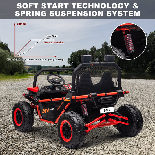 24V Electric 2-Seater Kids Ride-On UTV Truck with 4WD and Remote Control, 4x80W Motors