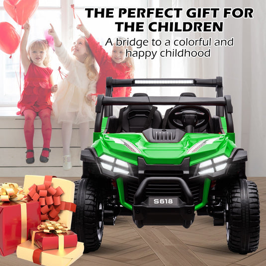 24V Kids Electric 2-Seater Ride-On UTV Truck 55in with Remote Control and 4x80W Motors Green