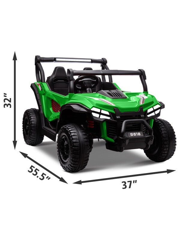 Load image into Gallery viewer, 24V Kids Electric 2-Seater Ride-On UTV Truck 55in with Remote Control and 4x80W Motors Green

