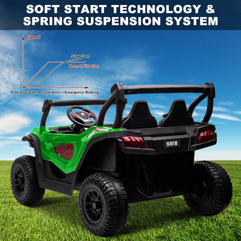 Load image into Gallery viewer, 24V Kids Electric 2-Seater Ride-On UTV Truck 55in with Remote Control and 4x80W Motors Green
