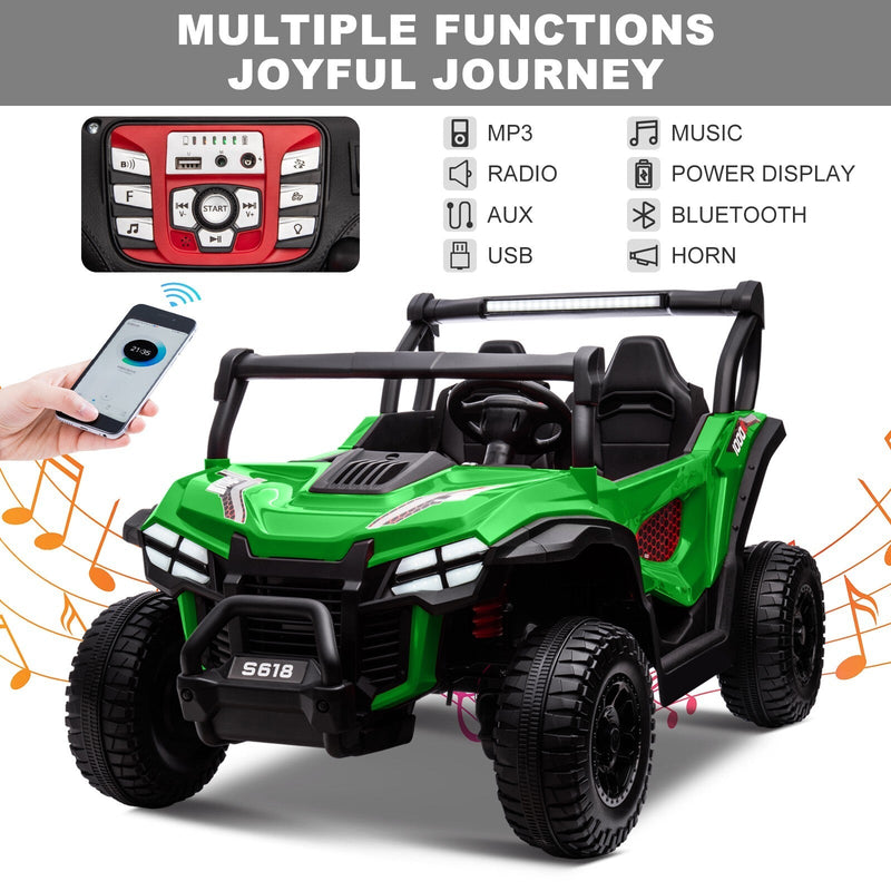 Load image into Gallery viewer, 24V Kids Electric 2-Seater Ride-On UTV Truck 55in with Remote Control and 4x80W Motors Green
