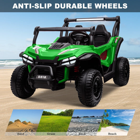24V Kids Electric 2-Seater Ride-On UTV Truck 55in with Remote Control and 4x80W Motors Green