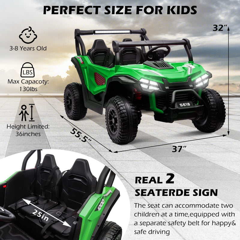 Load image into Gallery viewer, 24V Kids Electric 2-Seater Ride-On UTV Truck 55in with Remote Control and 4x80W Motors Green
