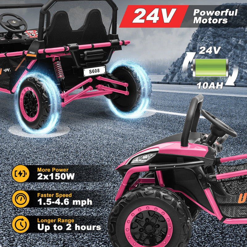 Load image into Gallery viewer, 24V Electric Kids 2-Seater Ride-On UTV Truck with 300W Motor, EVA Wheels, and Remote Control
