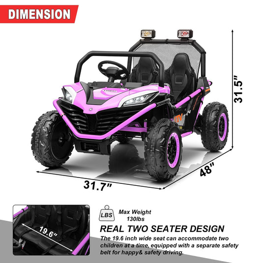 24V Kids 2-Seater Ride-On UTV Truck with 300W Motor, Remote Control, EVA Tires, Purple