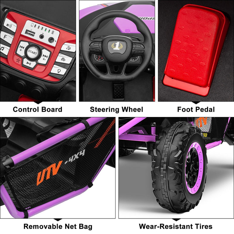 Load image into Gallery viewer, 24V Kids 2-Seater Ride-On UTV Truck with 300W Motor, Remote Control, EVA Tires, Purple
