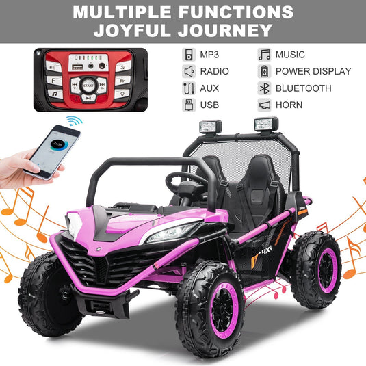 24V Kids 2-Seater Ride-On UTV Truck with 300W Motor, Remote Control, EVA Tires, Purple