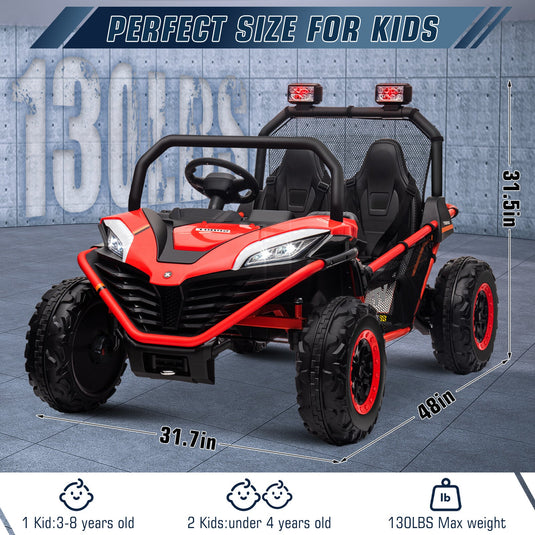 24V Electric Kids Ride-On UTV Truck with 2 Seats, 4WD and Remote Control, 4x80W Motors
