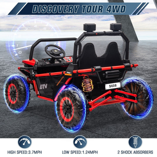 24V Electric Kids Ride-On UTV Truck with 2 Seats, 4WD and Remote Control, 4x80W Motor