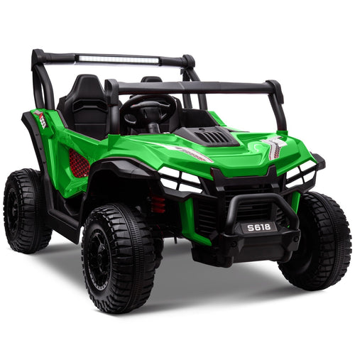 24V Kids Electric 4WD Ride-On UTV Truck, 2-Seater, Green, 80W Motor