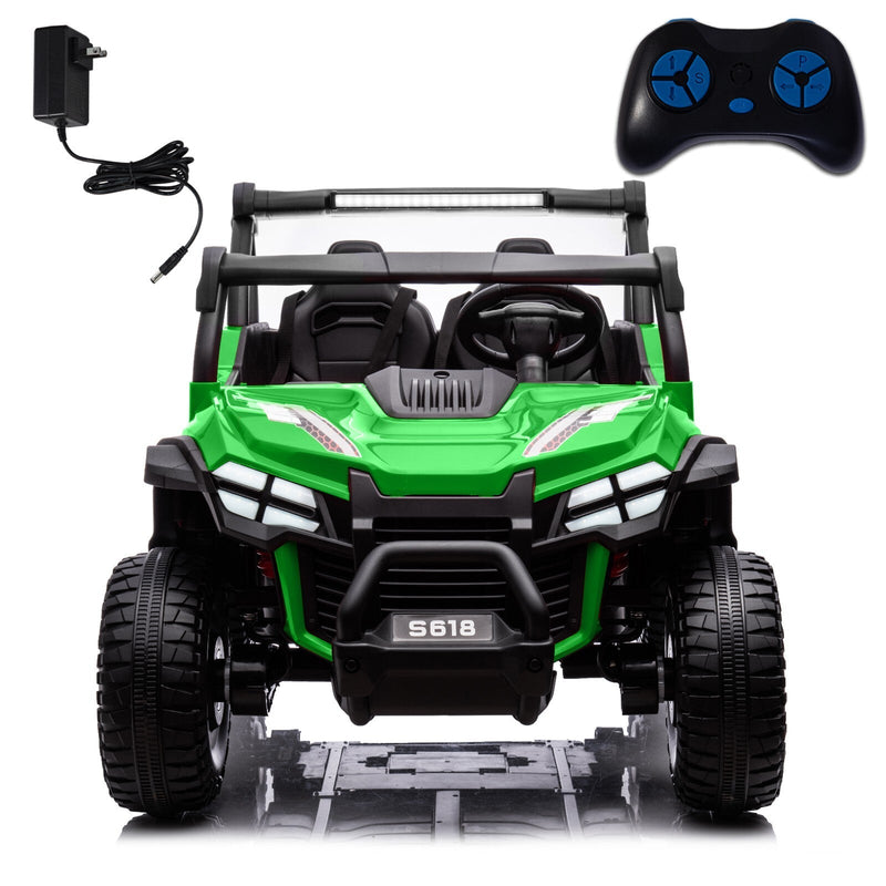 Load image into Gallery viewer, 24V Kids Electric 4WD Ride-On UTV Truck, 2-Seater, Green, 80W Motor
