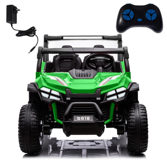 24V Kids Electric 4WD Ride-On UTV Truck, 2-Seater, Green, 80W Motor