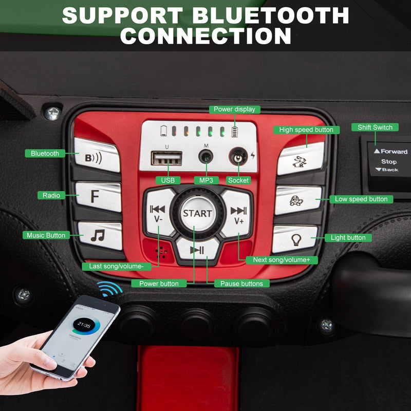 Load image into Gallery viewer, 24V Kids Electric 4WD Ride-On UTV Truck, 2-Seater, Green, 80W Motor
